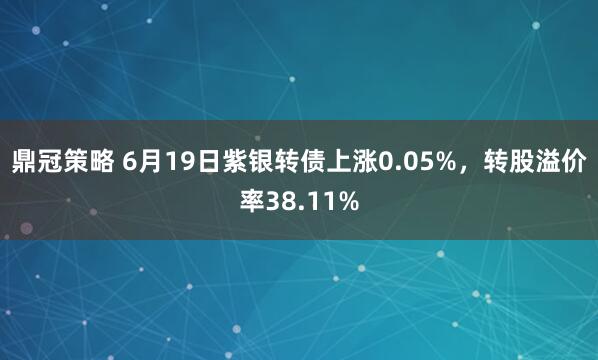 鼎冠策略 6月19日紫银转债上涨0.05%，转股溢价率38.11%