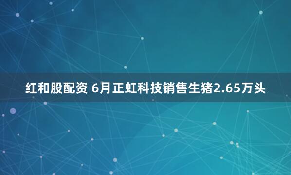 红和股配资 6月正虹科技销售生猪2.65万头